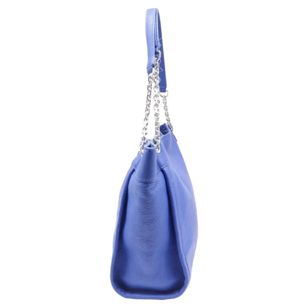 Tory Burch Small Britten Chain Tote Bag in Blue Leather